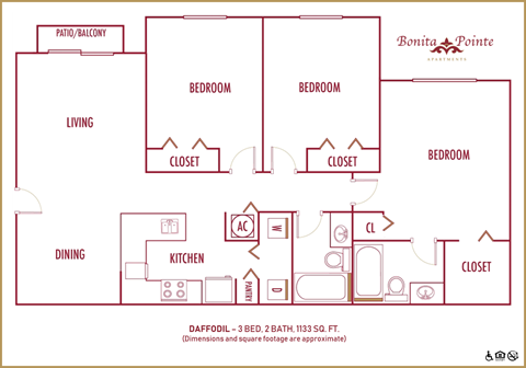 Three bedroom floor plan Bonita Pointe in Florida City Florida